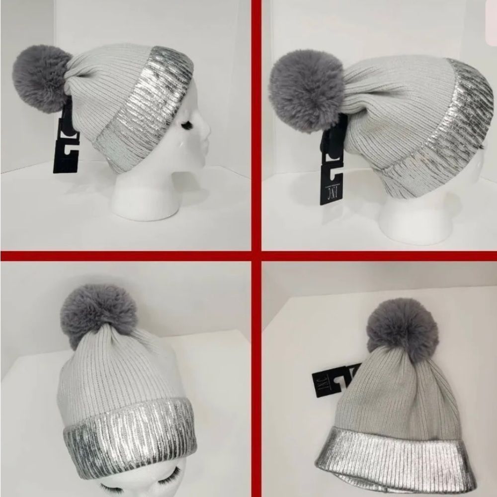 𝅺inc International Concepts Silver Metallic Beanie One Size-NWT - Picture 6 of 7